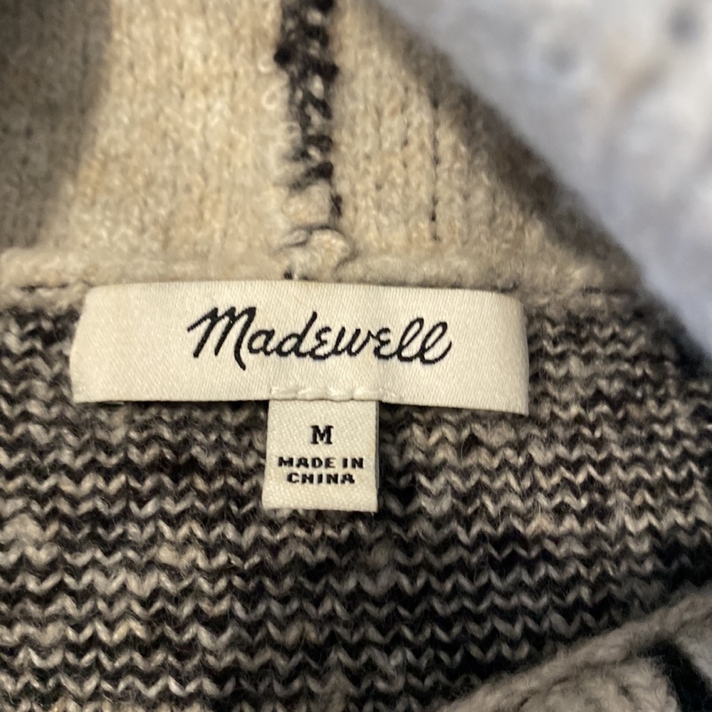 Madewell Gray and Black Grid Turtleneck Sweater - Picture 2 of 4